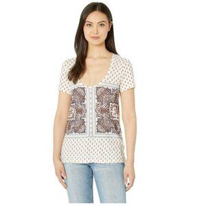 Lucky Brand Paisley Border Print Top. S